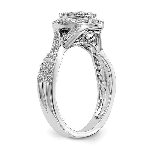 14K White Gold Diamond Cluster Oval Halo Twist Engagement Ring- Sparkle & Jade-SparkleAndJade.com RM2394E-050-WAA