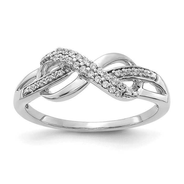 14K White Gold Diamond Infinity Symbol Knot Ring