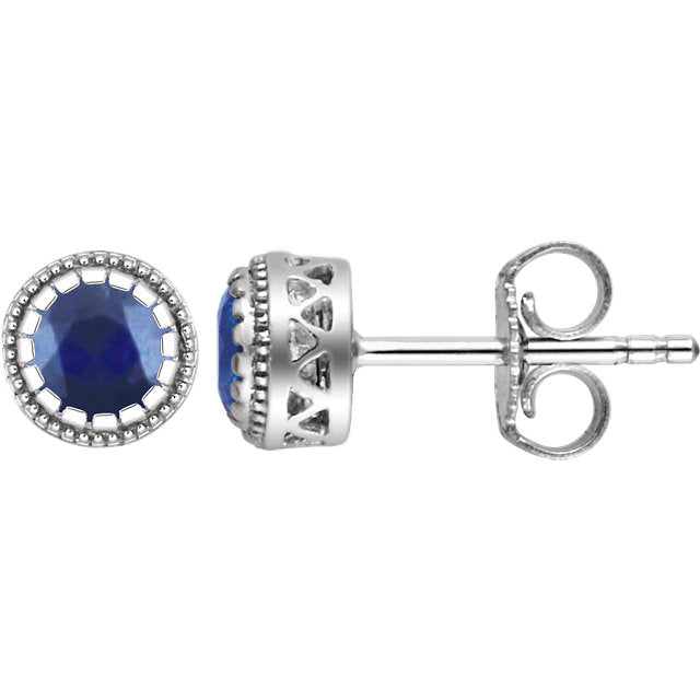 14K White Gold Genuine Blue Sapphire September Birthstone Earrings- Sparkle & Jade-SparkleAndJade.com 651610:130:P