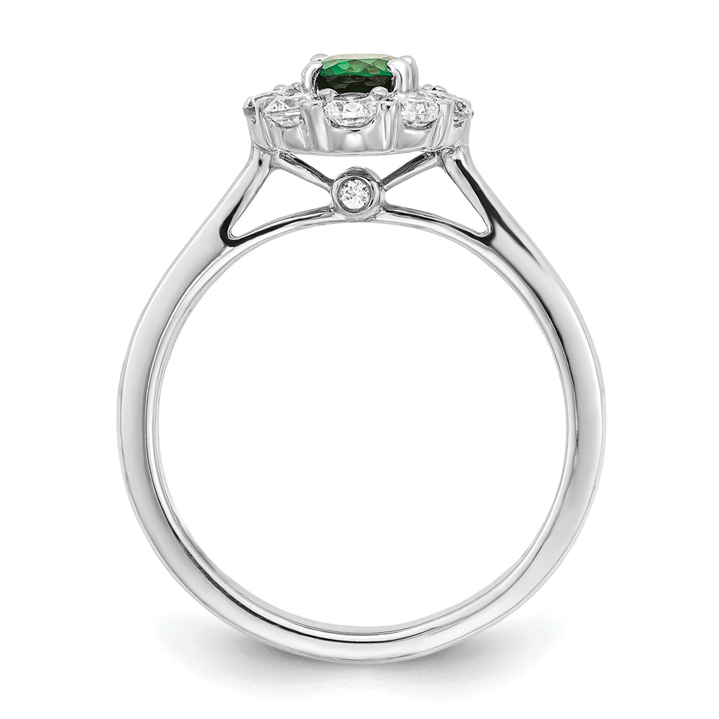 14K White Gold Lab Grown Diamond & Created Emerald Oval Ring- Sparkle & Jade-SparkleAndJade.com RM6990-CE-100-WALG