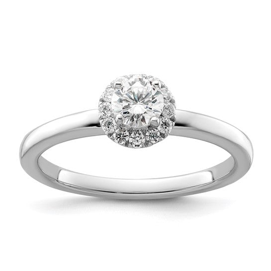 14K White Gold Lab Grown Diamond Two Promises Halo Complete Engagement Ring- Sparkle & Jade-SparkleAndJade.com RM9208E-033-CWLG