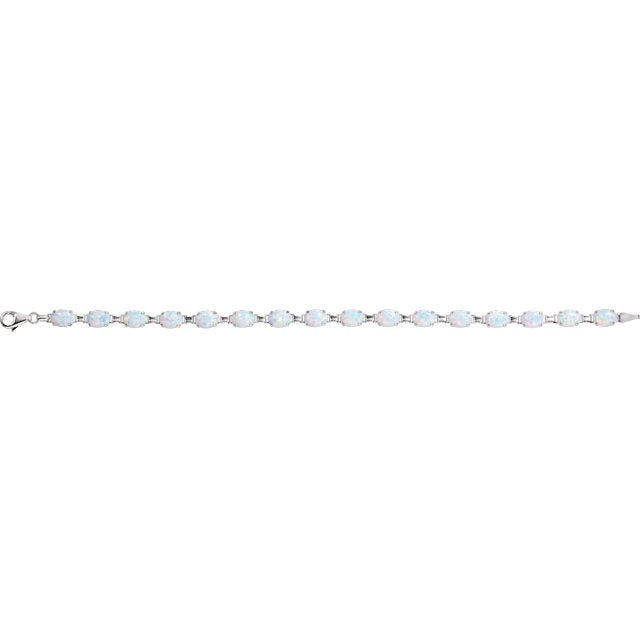 14K White Gold Lab-Grown Opal Line Bracelet- Sparkle & Jade-SparkleAndJade.com 651635:100:P