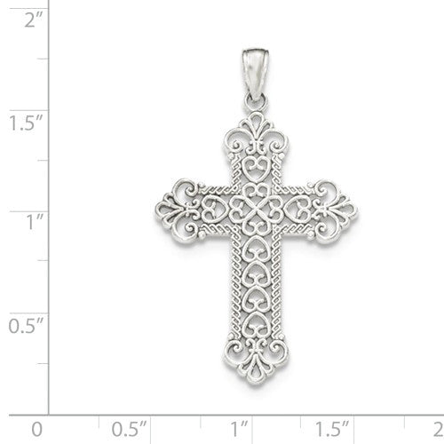 14K White Gold Large Rope Frame Filigree Cross Pendant- Sparkle & Jade-SparkleAndJade.com K5500 / K5456W