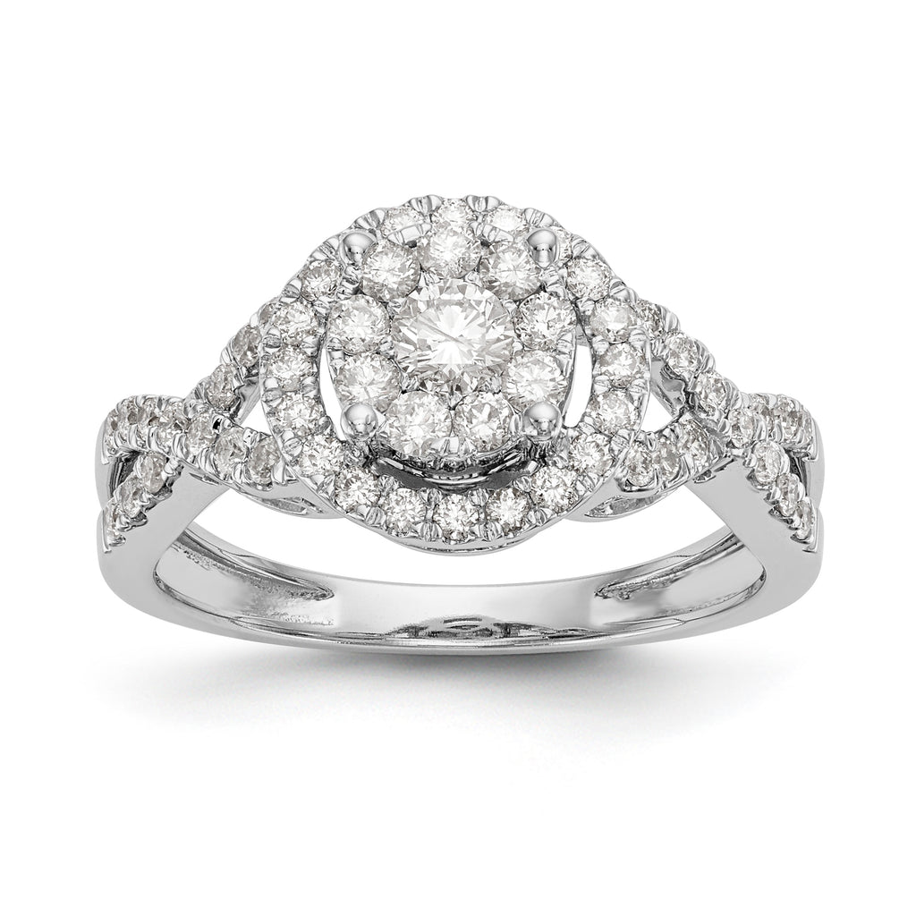 14K White Gold Multi-Center Diamond Engagement Ring- Sparkle & Jade-SparkleAndJade.com Y9740AA RM2393E-075-WAA