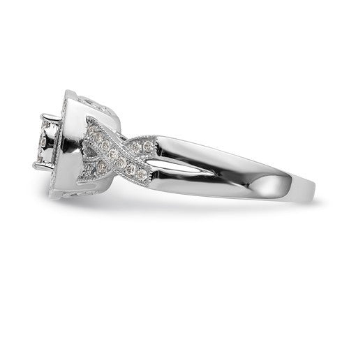 14K White Gold Multi-Stone Diamond Halo Twist Engagement Ring- Sparkle & Jade-SparkleAndJade.com Y9736AA RM2397E-040-WAA