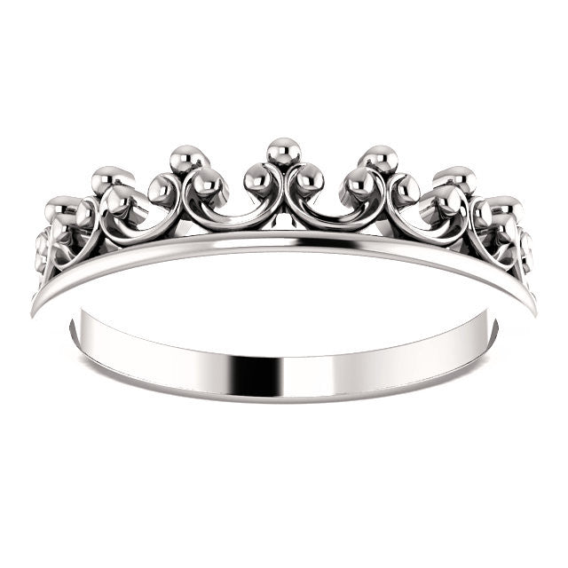 14K White Gold Stackable Crown Ring- Sparkle & Jade-SparkleAndJade.com 