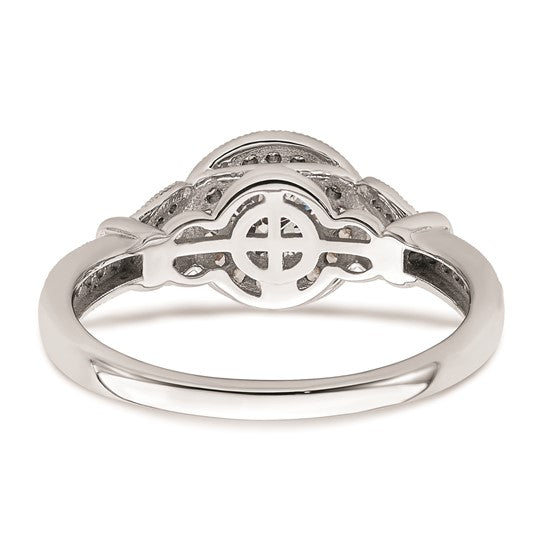 14K White Gold Vintage Round Halo 5/8 CT Diamond Complete Engagement Ring- Sparkle & Jade-SparkleAndJade.com RM8866E-040-CWAA
