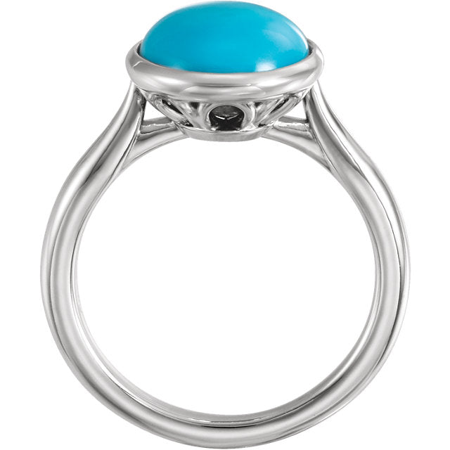 Bague Ovale Imposante Métal Doré Avec Cabochon Turquoise Et Strass - Taille 60, Occasion