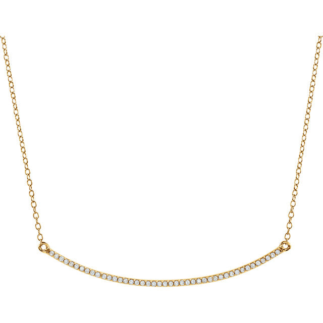 14K Yellow Gold 1/6 CTW Diamond Curved Bar 16-18" Necklace- Sparkle & Jade-SparkleAndJade.com 651085:60000:P