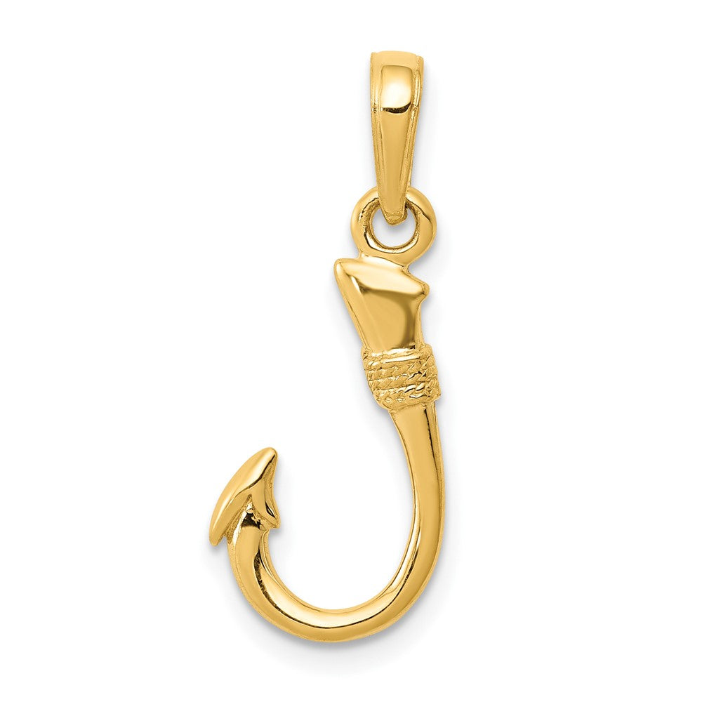 Diamond2Deal 14K Yellow Gold Fish Hook Pendant (L- 21 mm, W- 8 mm)