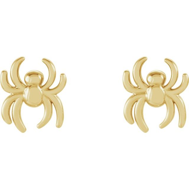 14K Yellow Gold 6.3x5.6 mm Spider Earrings- Sparkle & Jade-SparkleAndJade.com 28599:102:P