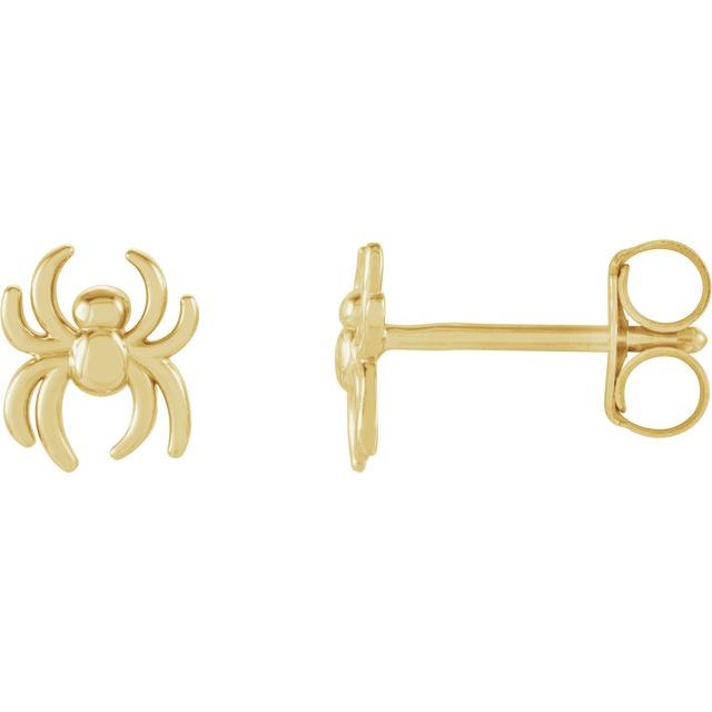 14K Yellow Gold 6.3x5.6 mm Spider Earrings- Sparkle & Jade-SparkleAndJade.com 28599:102:P