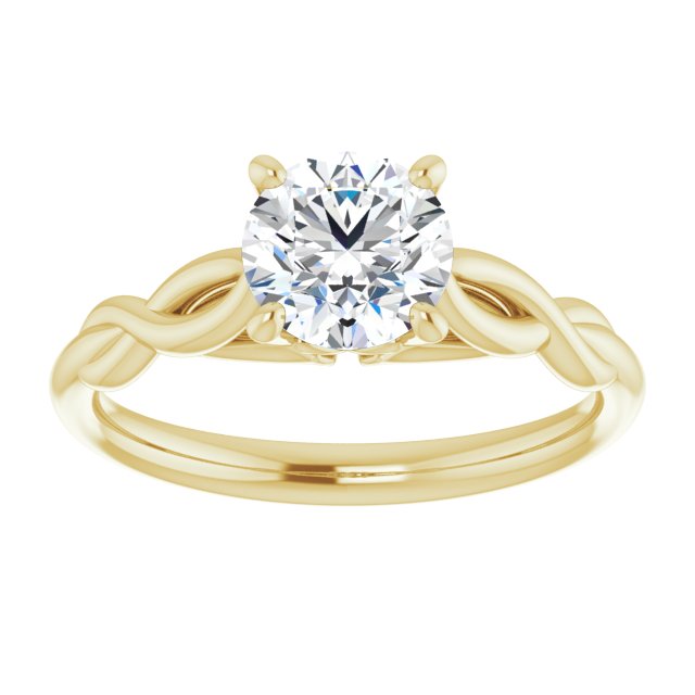 14K Yellow Gold 6.5mm Round Forever One™ Moissanite Solitaire Engagement Ring- Sparkle & Jade-SparkleAndJade.com 653381:626:P