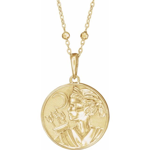 14K Yellow Gold Artemis Coin 18" Necklace- Sparkle & Jade-SparkleAndJade.com 88042:102:P