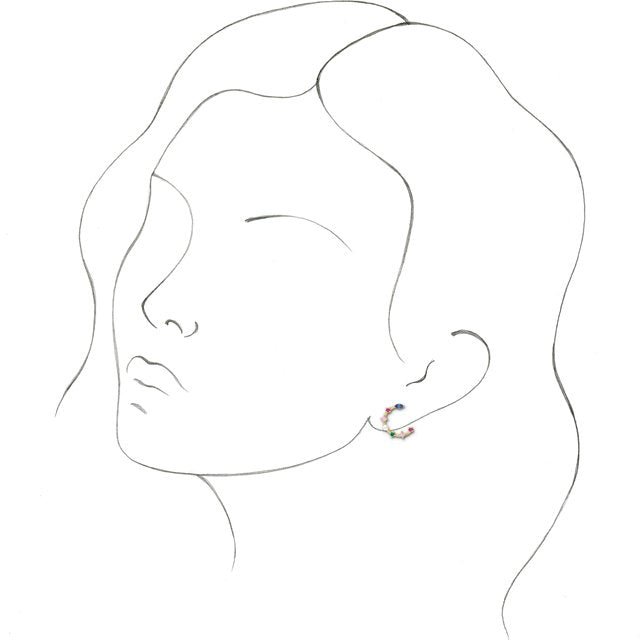14K Yellow Gold Cultured Freshwater Pearl & Natural Multi-Gemstone Earrings- Sparkle & Jade-SparkleAndJade.com 688888:600:P
