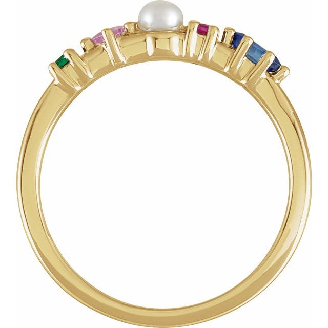 14K Yellow Gold Cultured Freshwater Pearl & Natural Multi-Gemstone Ring- Sparkle & Jade-SparkleAndJade.com 688891:600:P