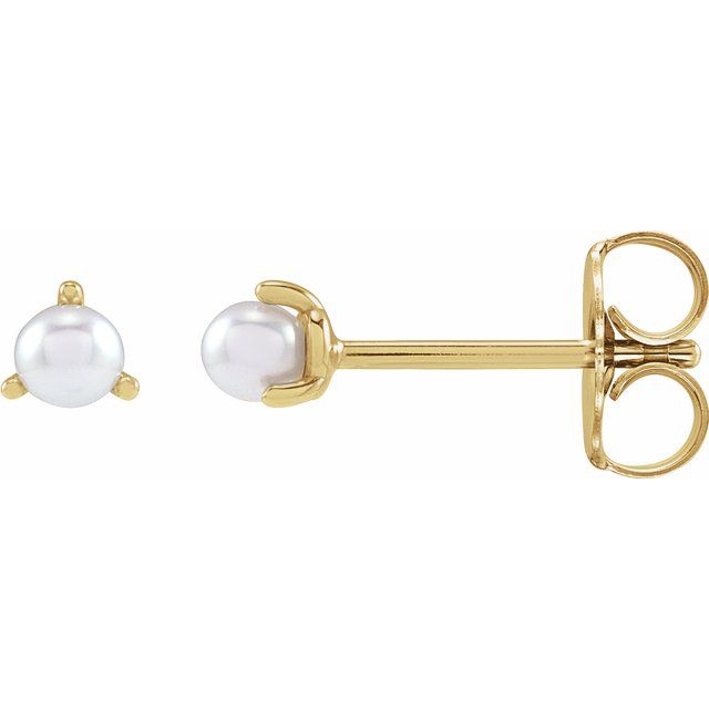 14K Yellow Gold Cultured White Seed Pearl Earrings- Sparkle & Jade-SparkleAndJade.com 