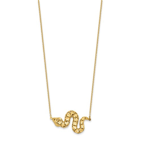 14K Yellow Gold D/C Snake Pendant Necklace- Sparkle & Jade-SparkleAndJade.com LF1577-17.75