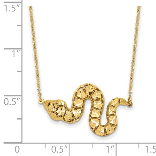 14K Yellow Gold D/C Snake Pendant Necklace- Sparkle & Jade-SparkleAndJade.com LF1577-17.75