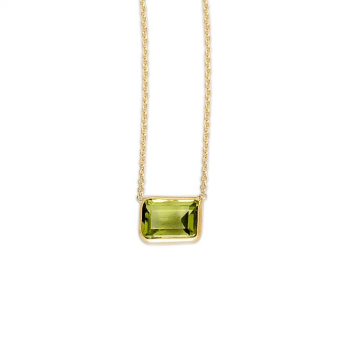14K Yellow Gold Emerald Cut Natural Gemstone Necklaces- Sparkle & Jade-SparkleAndJade.com RC11894-18