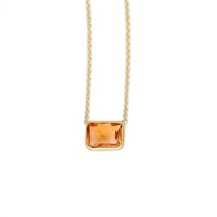 14K Yellow Gold Emerald Cut Natural Gemstone Necklaces- Sparkle & Jade-SparkleAndJade.com RC11896-18