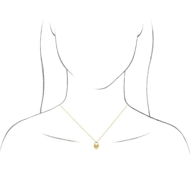 14K Yellow Gold Engravable Initials Heart Lock Pendant 16-18" Necklace- Sparkle & Jade-SparkleAndJade.com 87595:106:P