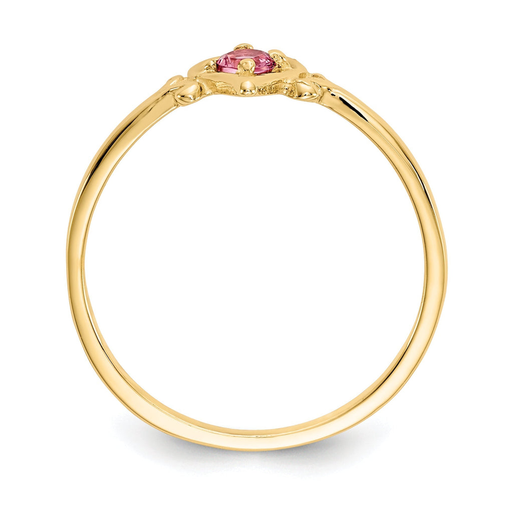 14K Yellow Gold Genuine Pink Tourmaline Birthstone Heart Ring- Sparkle & Jade-SparkleAndJade.com YC433