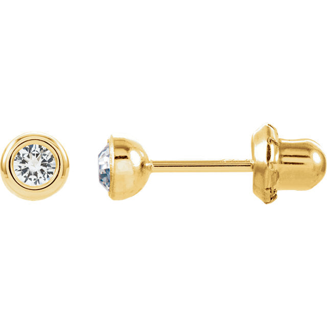 14K Yellow Gold Imitation Crystal Piercing Earrings- Sparkle & Jade-SparkleAndJade.com 21511:2315690:P