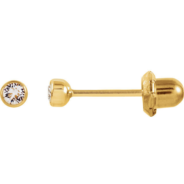 14K Yellow Gold Imitation Crystal Piercing Earrings- Sparkle & Jade-SparkleAndJade.com 21511:2496390:P
