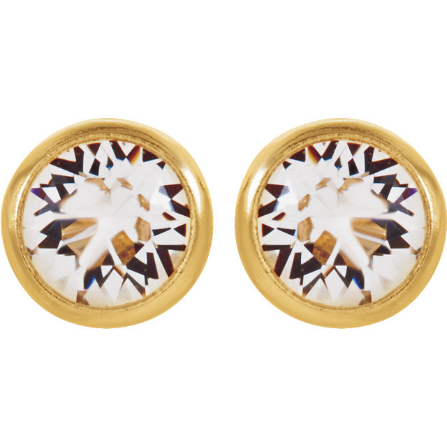 14K Yellow Gold Imitation Crystal Piercing Earrings- Sparkle & Jade-SparkleAndJade.com 