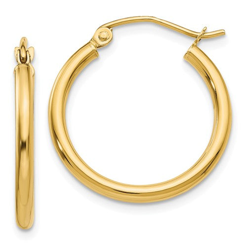 14K Yellow Gold Lightweight 20mm x 2mm Hoop Earrings- Sparkle & Jade-SparkleAndJade.com T916L
