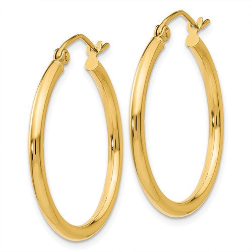 14K Yellow Gold Lightweight 25mm x 2mm Hoop Earrings- Sparkle & Jade-SparkleAndJade.com T915L