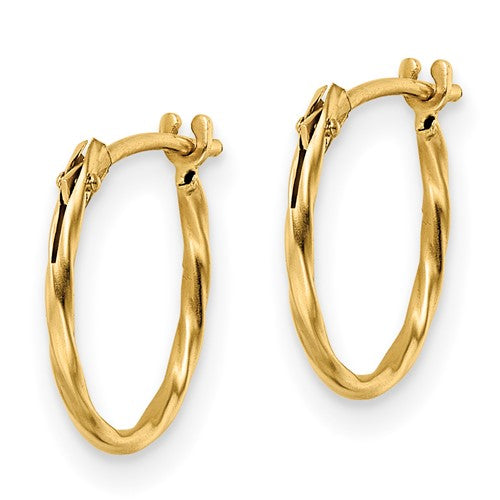 14K Yellow Gold Madi K Polished Twisted Hinged Hoop Earrings- Sparkle & Jade-SparkleAndJade.com GK1162