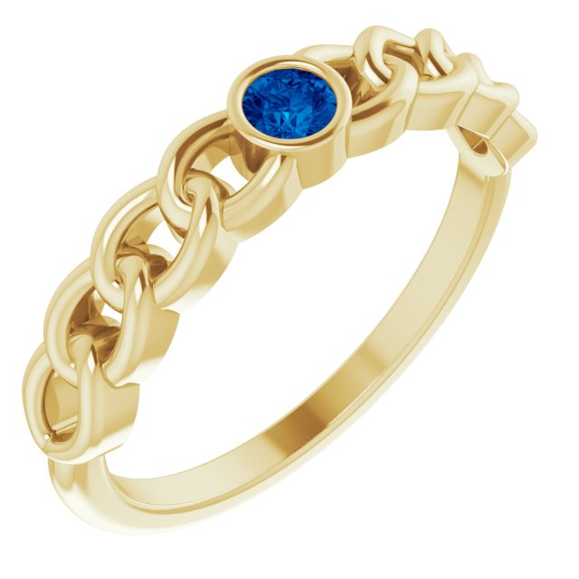 14K Yellow Gold Natural Blue Sapphire Curb Chain Ring- Sparkle & Jade-SparkleAndJade.com 72328:102:P