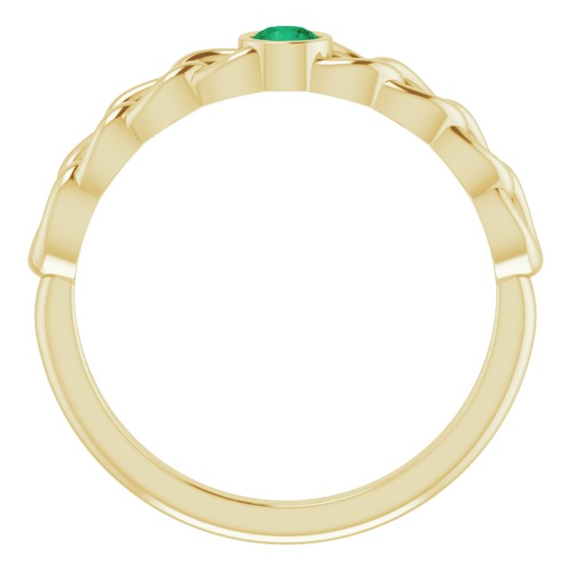 14K Yellow Gold Natural Emerald Curb Chain Ring- Sparkle & Jade-SparkleAndJade.com 72328:113:P