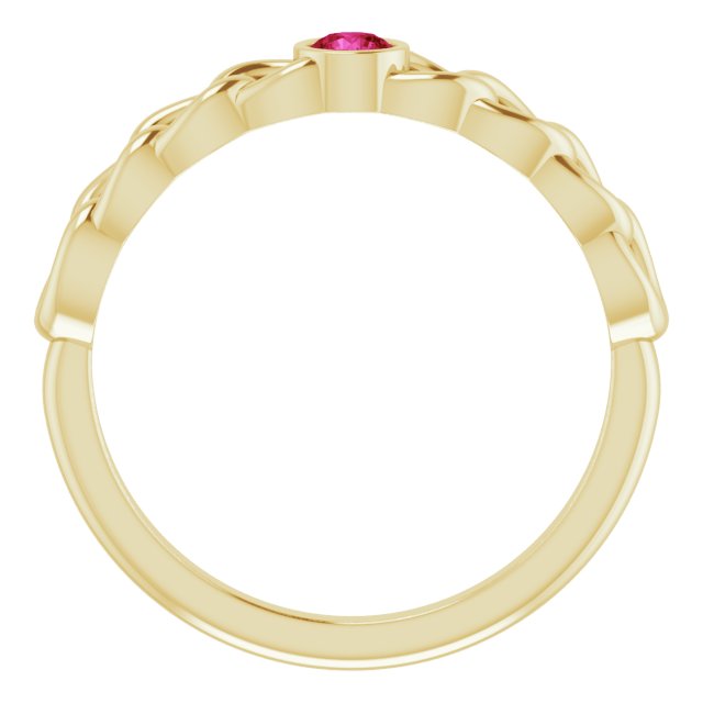 14K Yellow Gold Natural Ruby Curb Chain Ring- Sparkle & Jade-SparkleAndJade.com 72328:106:P