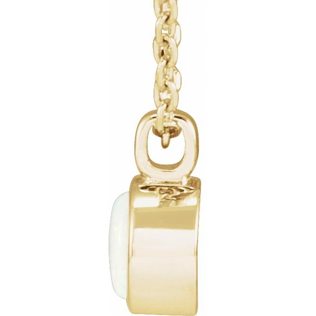 14K White or Yellow Gold Natural White Opal Bezel-Set 16-18" Necklace- Sparkle & Jade-SparkleAndJade.com 
