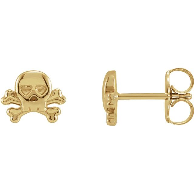 14K Yellow Gold Petite Skull & Crossbones Earrings- Sparkle & Jade-SparkleAndJade.com 87519:100:P