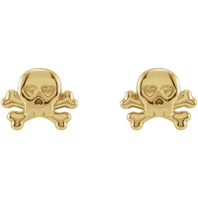 14K Yellow Gold Petite Skull & Crossbones Earrings- Sparkle & Jade-SparkleAndJade.com 87519:100:P