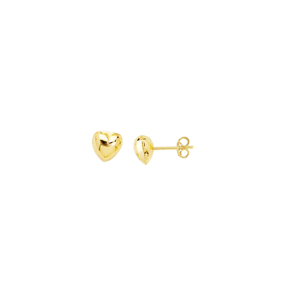 14K Yellow Gold Puffy Heart Stud Earring- Sparkle & Jade-SparkleAndJade.com ER479