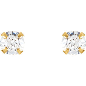 14K Pure Solid White/Yellow Gold sale Graduating Dangling& Dropping 3 Cubic Zirconia Stones Screw-Back Earrings (4mmX14mm) #S92875