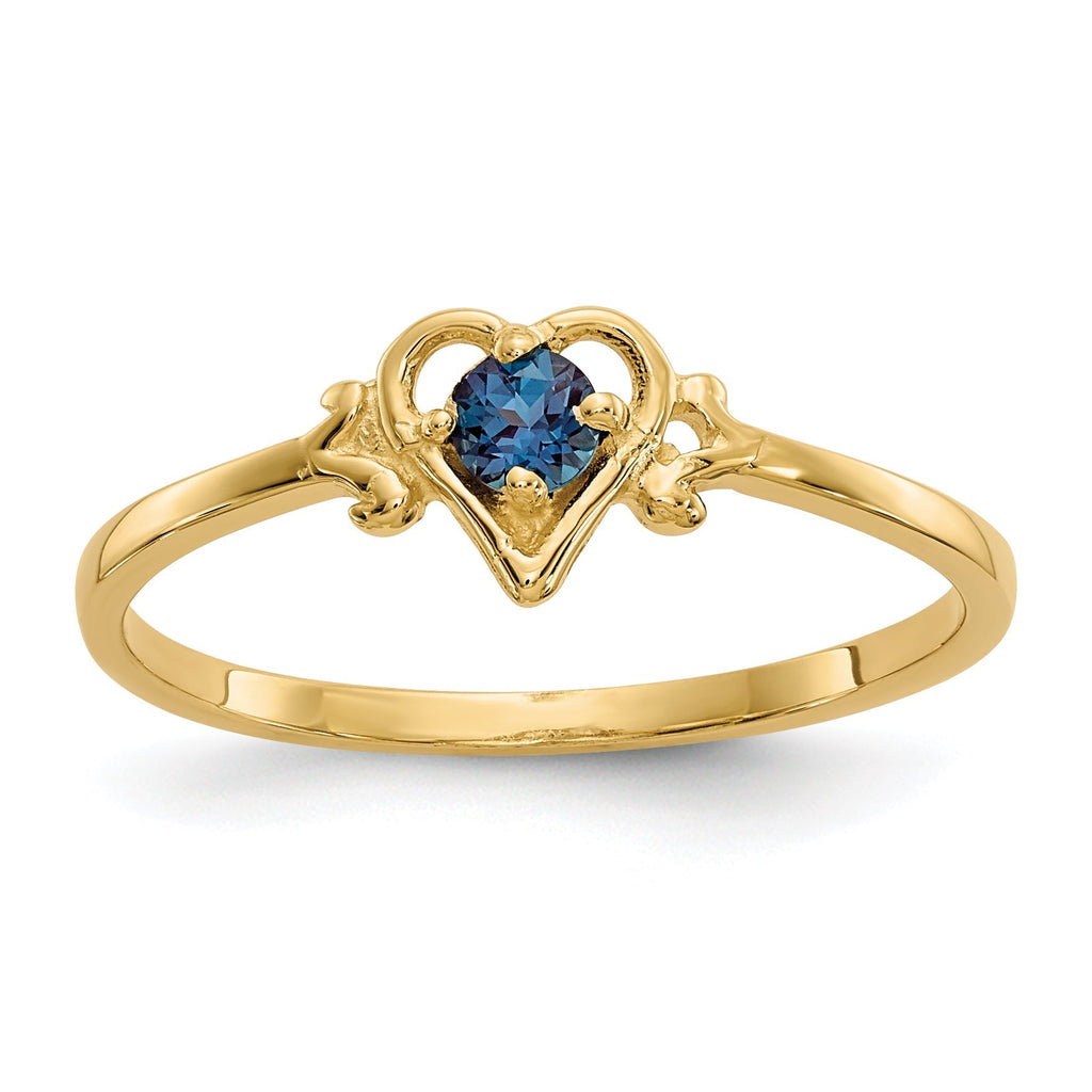 June Heart Birthstone Children's Ring with Synthetic Alexandrite in 10K Gold - Size 3 1/2 | Jewelry Vine