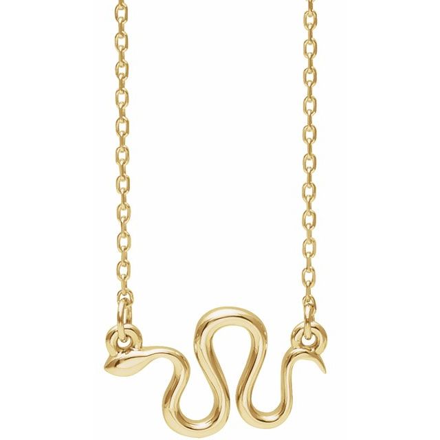 14K Yellow Gold Snake 16-18" Necklace- Sparkle & Jade-SparkleAndJade.com 86613:601:P