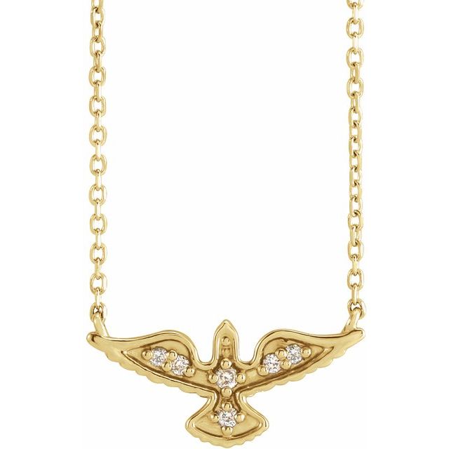 14K Yellow Gold .05 CTW Diamond Petite Holy Spirit 18" Necklace- Sparkle & Jade-SparkleAndJade.com 87401:131:P