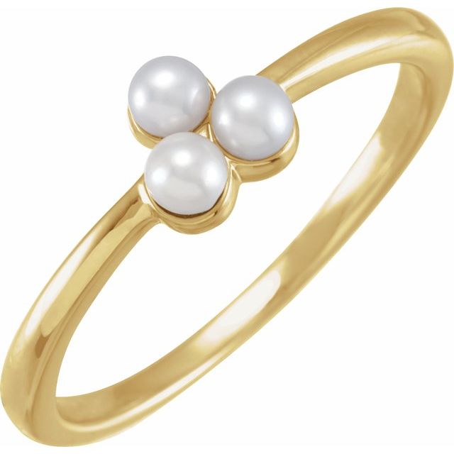 14K Yellow or White Gold Cultured Freshwater Pearl Cluster Ring- Sparkle & Jade-SparkleAndJade.com 