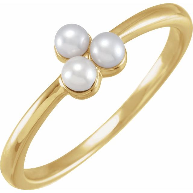 14K Yellow or White Gold Cultured Freshwater Pearl Cluster Ring- Sparkle & Jade-SparkleAndJade.com 688830:600:P