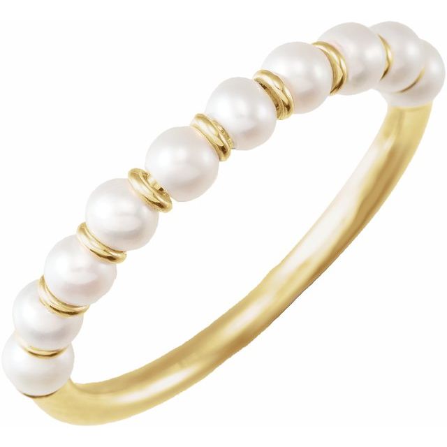 14K Yellow or White Gold Cultured Freshwater Pearl Ring- Sparkle & Jade-SparkleAndJade.com 688757:103:P