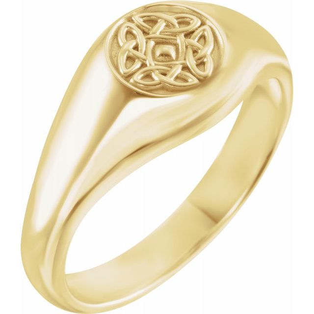 14k Gold 13.5 mm Celtic-Inspired Ring- Sparkle & Jade-SparkleAndJade.com 9867:102:P
