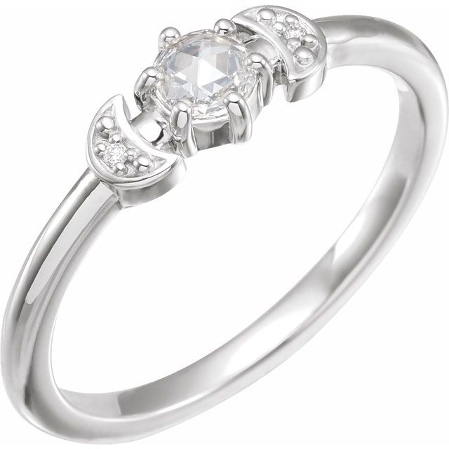 14k Gold 1/6 CTW Natural Rose Cut Diamond Moon Stackable Ring- Sparkle & Jade-SparkleAndJade.com 126001:105:P