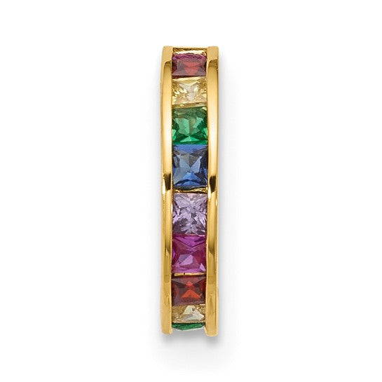 14k Gold 16 Gauge Polished Rainbow CZ Hinged Cartilage Ring- Sparkle & Jade-SparkleAndJade.com BD278